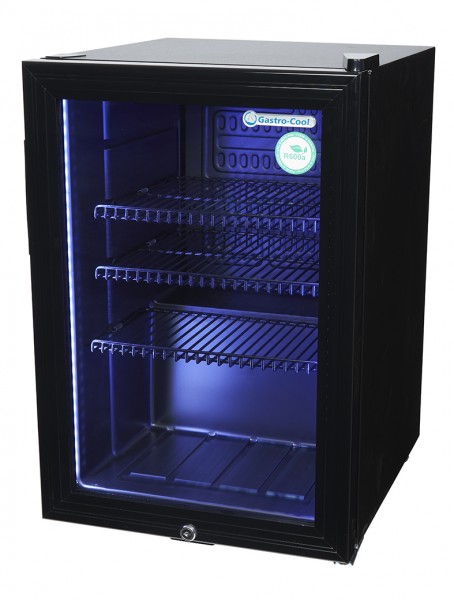 Gastro-Cool - Flaschenkühlschrank mit Glastür - schwarz - Hochleistungs-LED - GCKW65 - seitlich leer