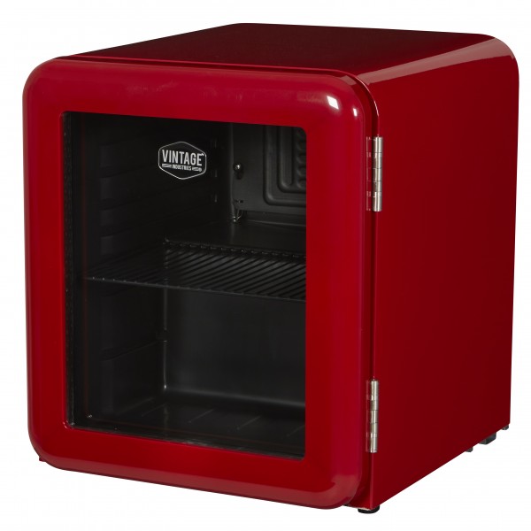 Roter Mini Kühlschrank retro mit doppelter Glasscheibe - RC55