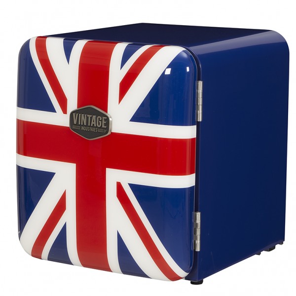 Gastro-Cool - Mini Kühlschrank Retro - Union Jack Design - UK Flagge - London - VIRC60 - vorne seitlich