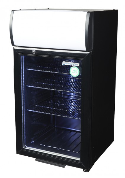 Gastro-Cool - Werbekühlschrank - Theke - schwarz - LED - GCDC50 - seitlich leer