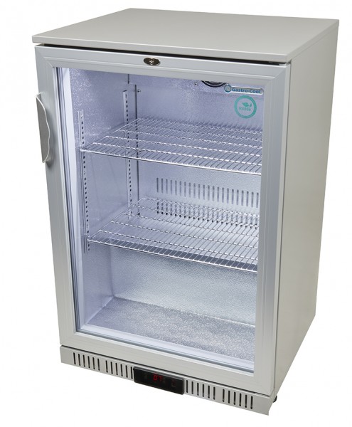 Gastro-Cool Glastürkühlschrank - für Einbau in Theke - silber - GCUC100 Seitlich leer