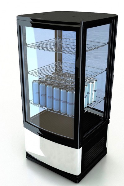 Gastro-Cool - VisiCooler - display cooler with two glass doors - Black - side view filled