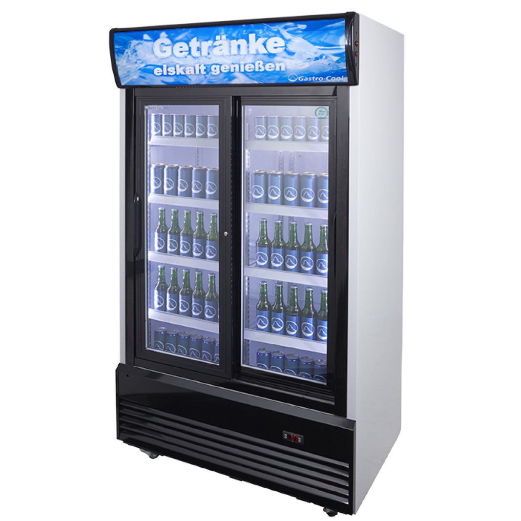 DM076 Gastro Kühlschrank Kühlvitrine Displaykühlung 368L mit Glastür f Getränke 