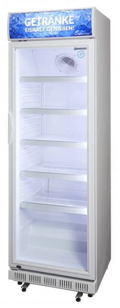 Gastro-Cool - Glastürkühlschrank mit Werbedisplay - weiß - GCDC400 - seitlich leer