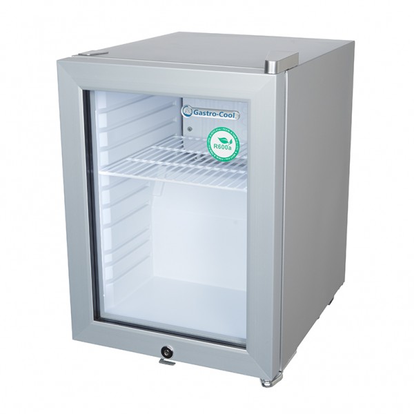 Gastro-Cool Minikühlschrank für Tankstelle oder Gastronomie - KühlWürfel - silber - GCKW25 Seitlich leer