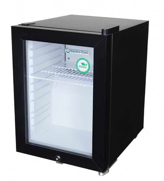 Gastro-Cool Thekenkühlschrank - mini - für POS Werbung - schwarz/weiß - LED - GCKW25 Seitlich leer