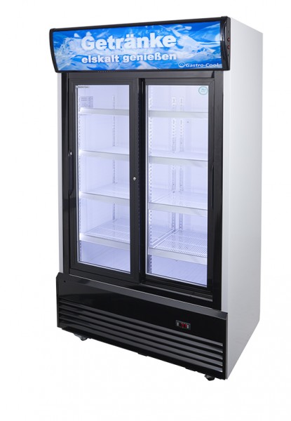 Gastro-Cool - Bottle Cooler - extra large - black - sliding door - GCDC800SD - laterally empty