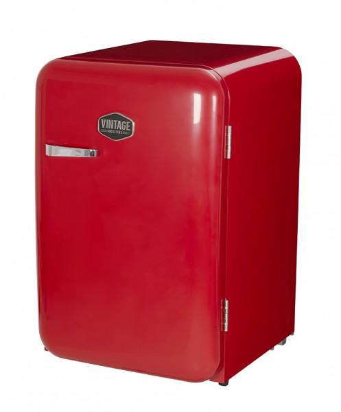 Gastro-Cool - Retro Kühlschrank Kingston in Rot - VIRC160 - seitlich